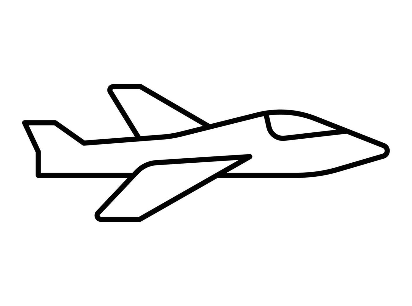 Simple Outline Drawing of a Jet Plane in Minimalist Style for Graphics Use vector