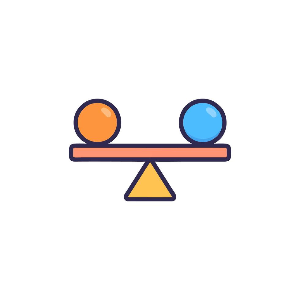 Balanced Scale with Two Different Balls Icon vector