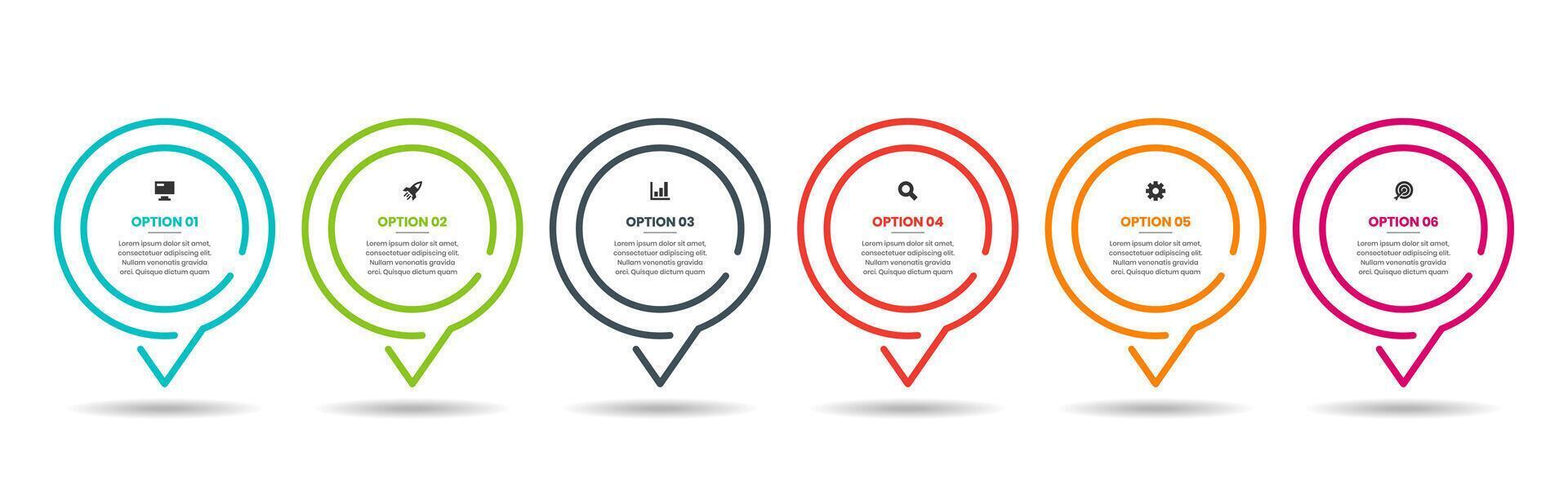 Line Infographic Element Design Templates with Icons and 6 Options. Good for Process Diagram, Presentations, Workflow Layout, Banner, Flow Chart, Infographic vector