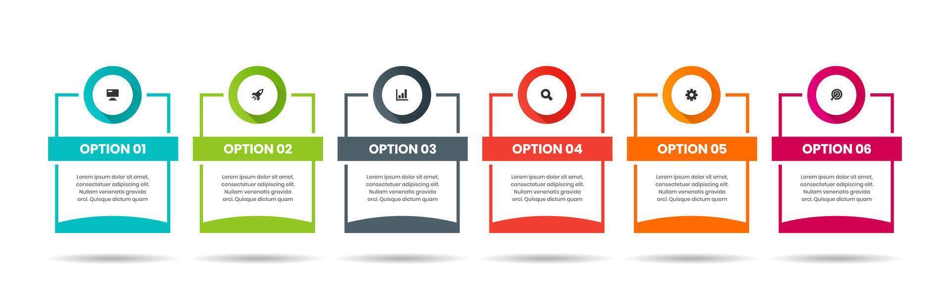 Label Infographic Element Design Templates with Icons and 6 Options. Can be Use for Process Diagram, Presentations, Workflow Layout, Banner, Flow Chart vector