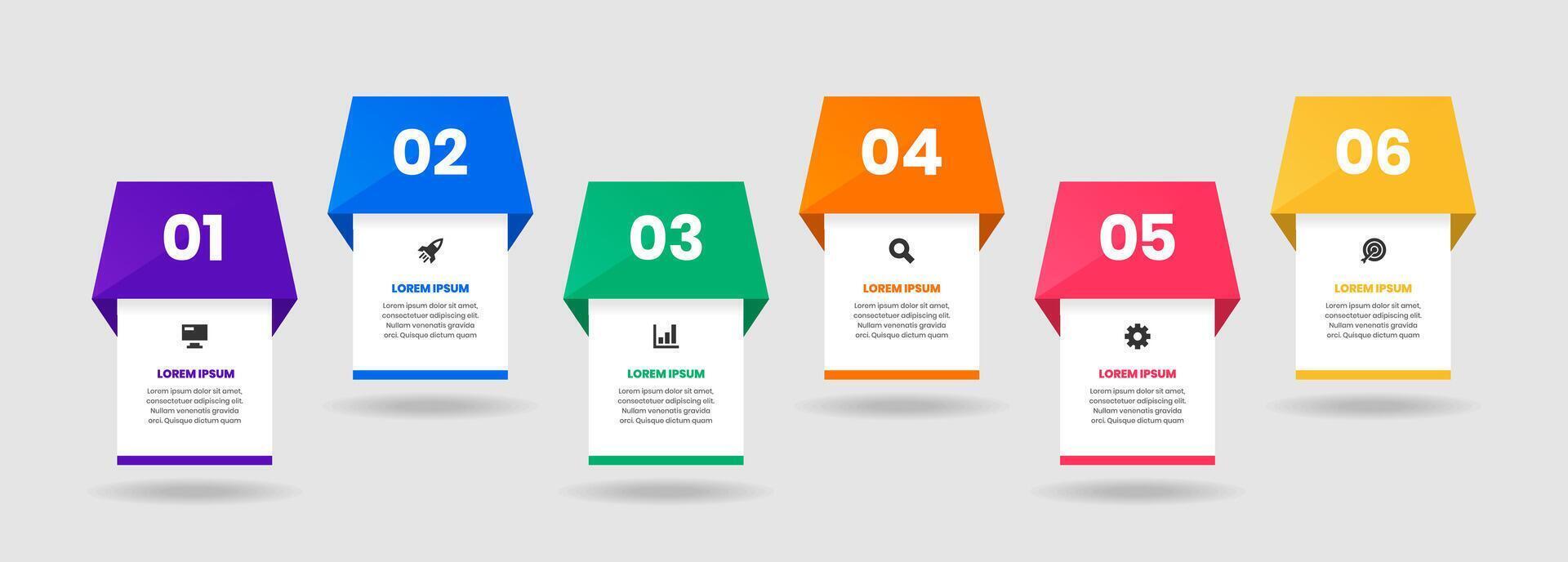 Label Infographic Element Design Templates with Icons and 6 Numbers. Suitable for Process Diagram, Presentations, Workflow Layout, Banner vector