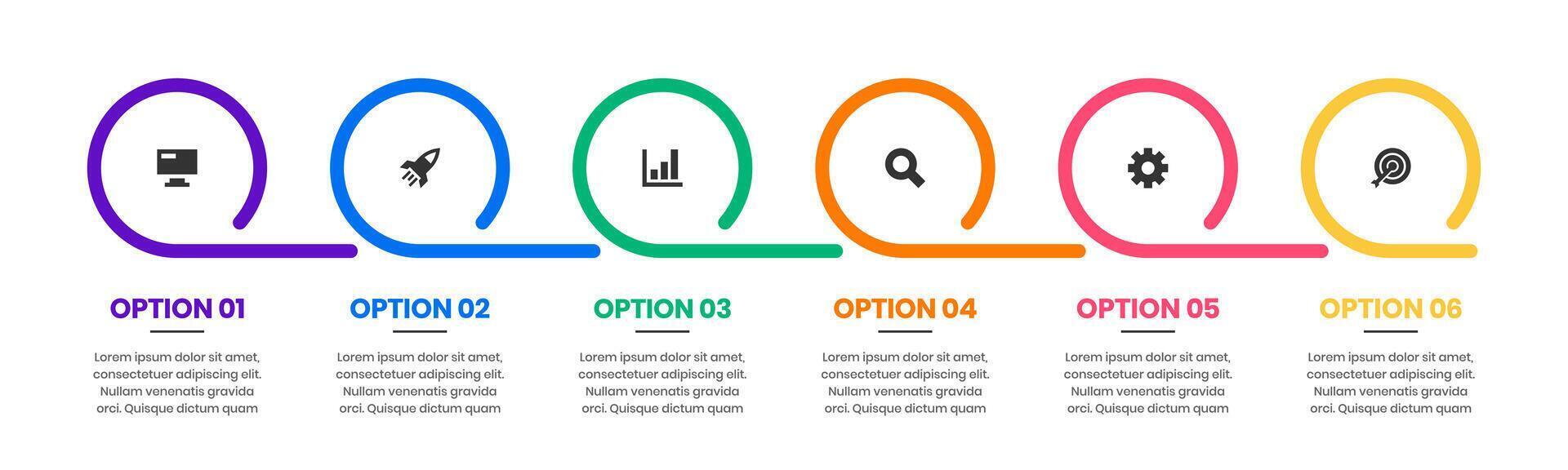 Line Infographic Element Design Templates with Icons and 6 Steps. Suitable for Process Diagram, Presentations, Workflow Layout, Banner, Flow Chart vector
