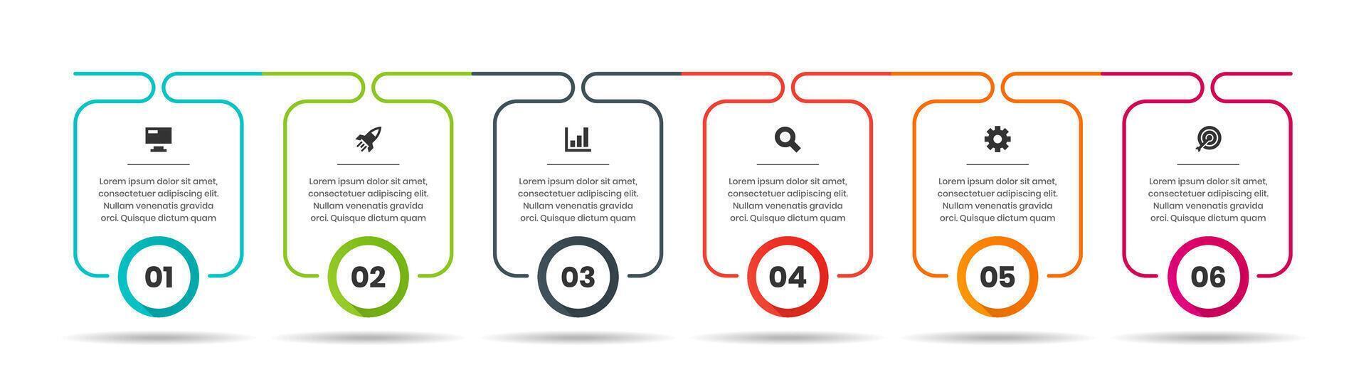 Line Infographic Element Design Templates with Icons and 6 Options. Suitable for Process Diagram, Presentations, Workflow Layout vector
