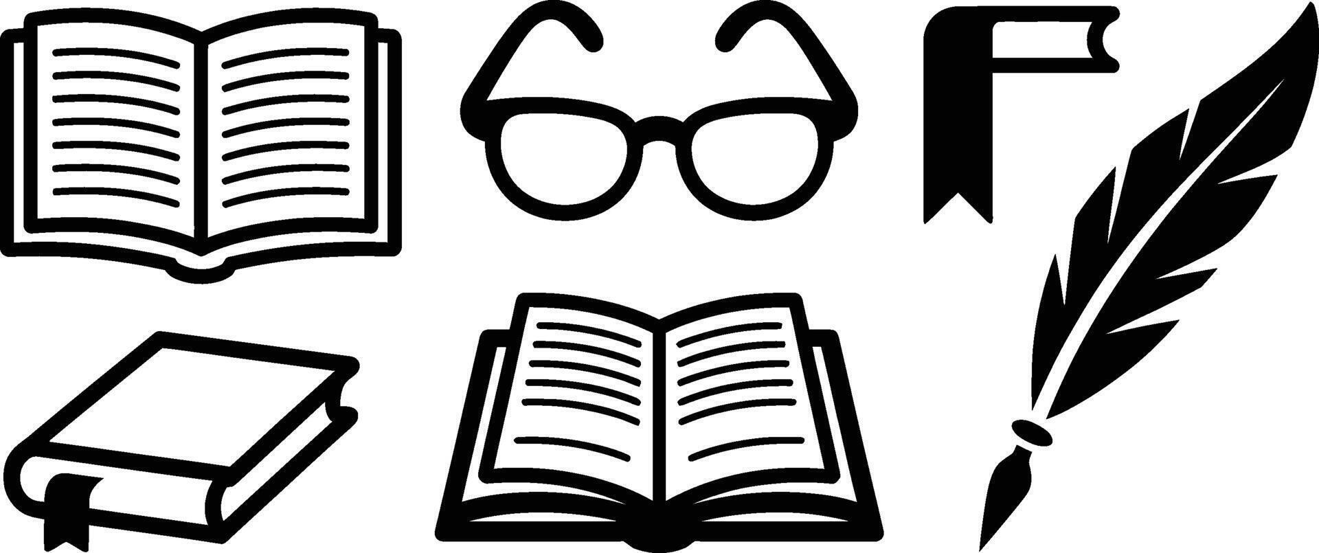 Book Reading and Writing Icons education knowledge 69022815 Vector Art ...