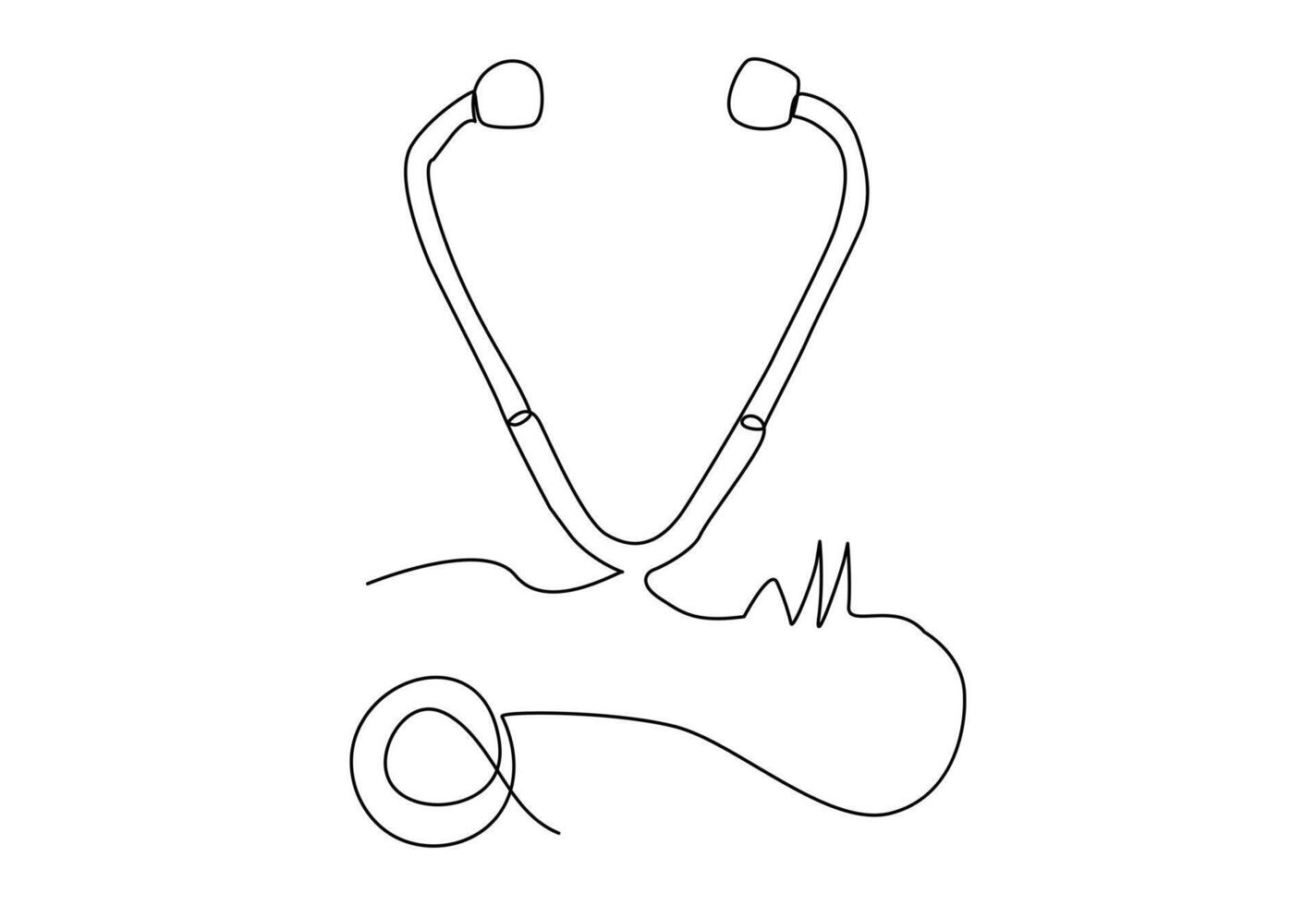 Continuous one line drawing of stethoscope. vector