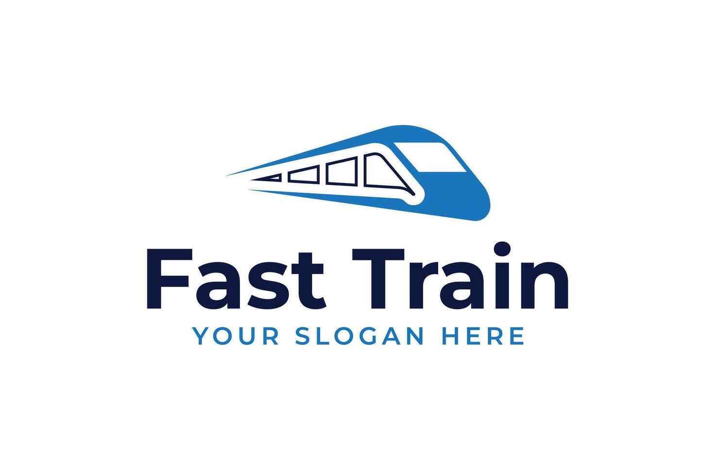 Fast express train with dynamic lines for high speed railway delivery and logistics company emblem logo design template vector