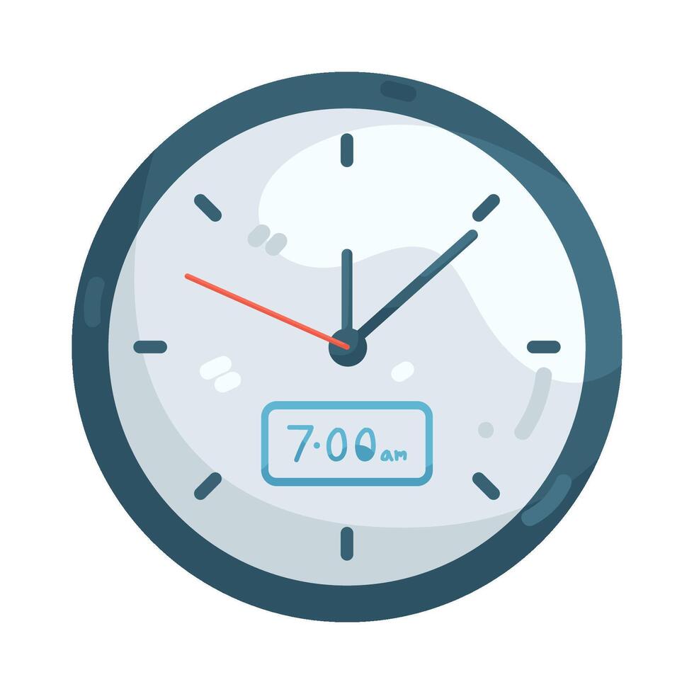 Digital Analog Clock at 7 AM Illustration vector