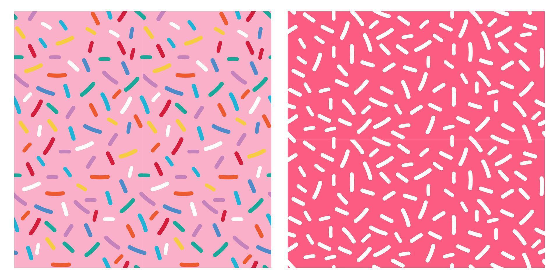 Candy Sprinkle Seamless Texture with Rainbow Vermicelli and Donut Glaze Background Featuring Colorful Sweet Decorations for Dessert Pattern and Confectionery Themed Design Projects vector