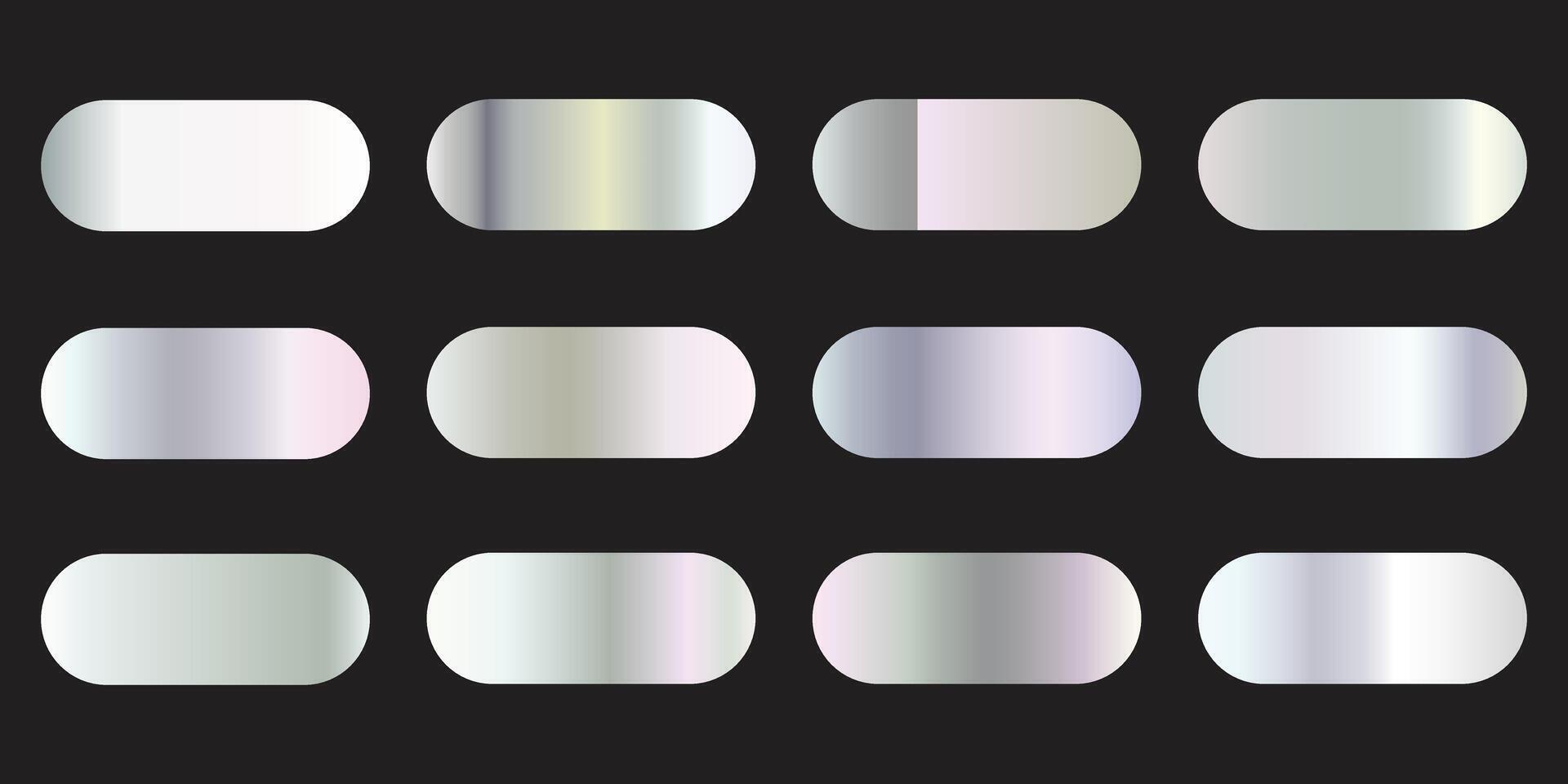 Collection of twelve rounded rectangle gradients on black background vector