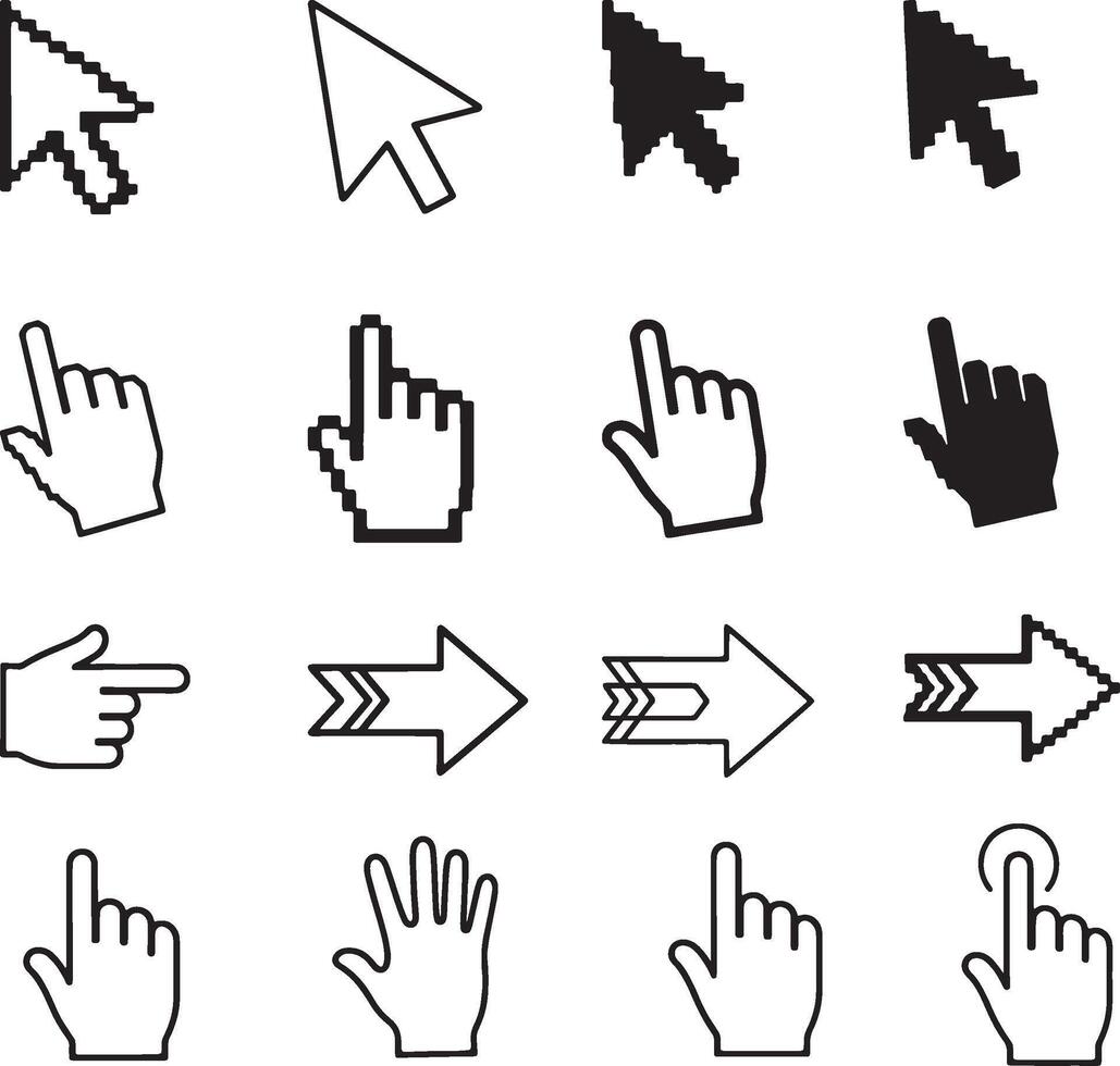 Computer Cursor and Pointer Icon Collection vector