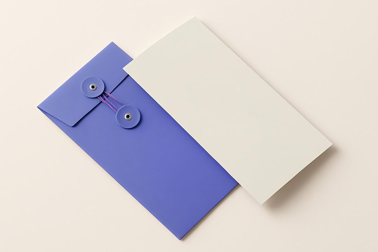 String and button envelope with blank card mockup photo