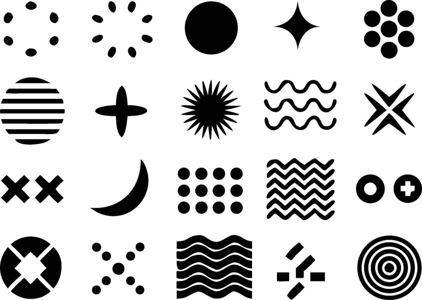 Abstract Pattern and Symbol Pack in Monochrome vector