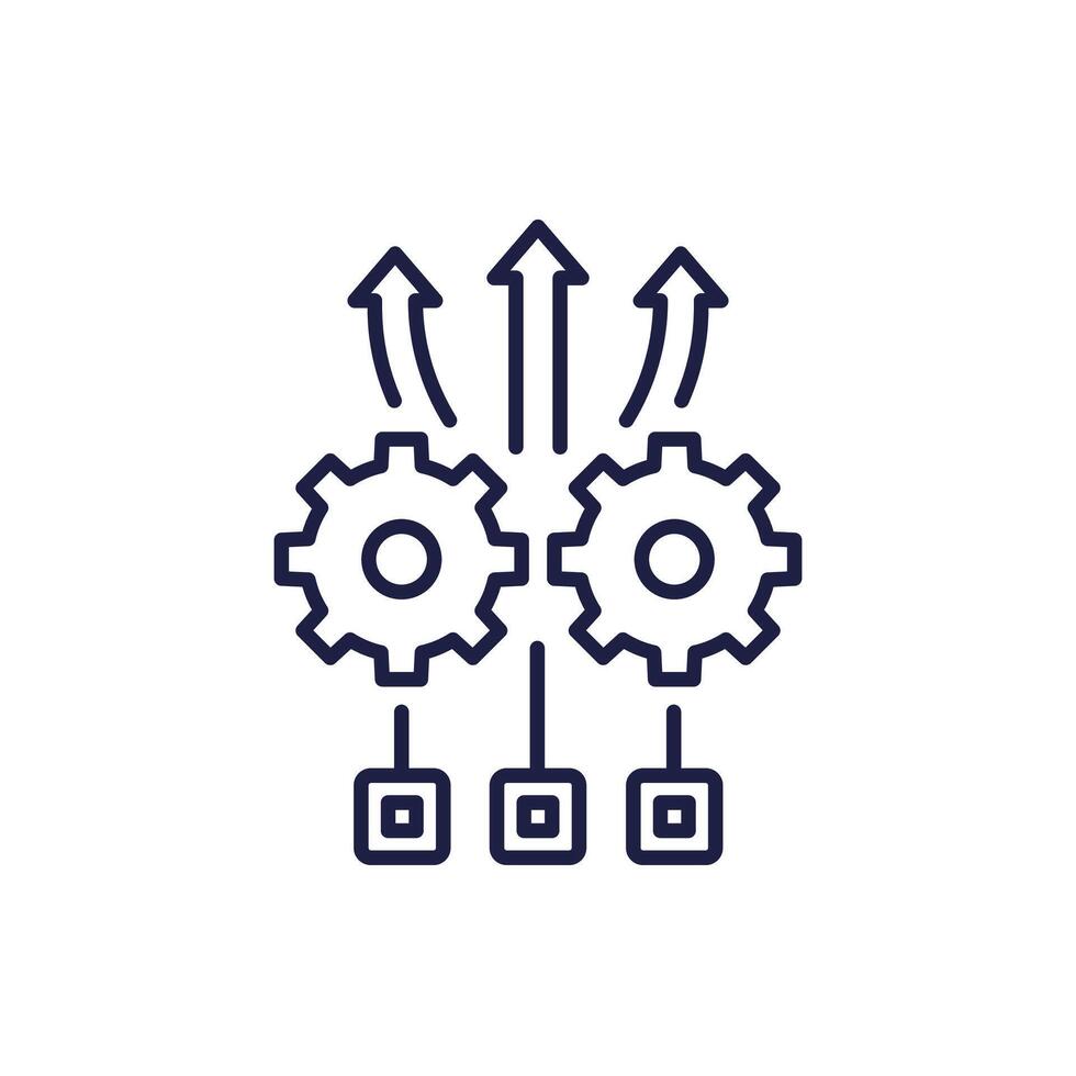 deployment process line icon with gears vector