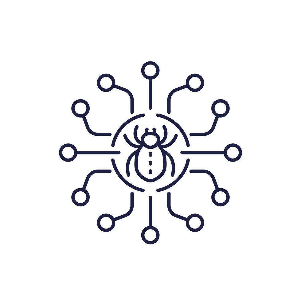 computer bug icon in line style vector