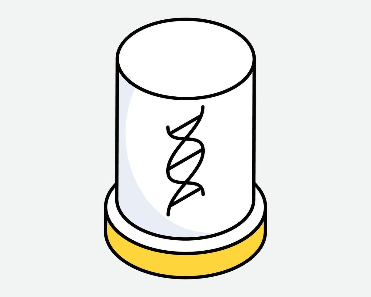 DNA helix sample in a cylindrical container on a yellow base vector
