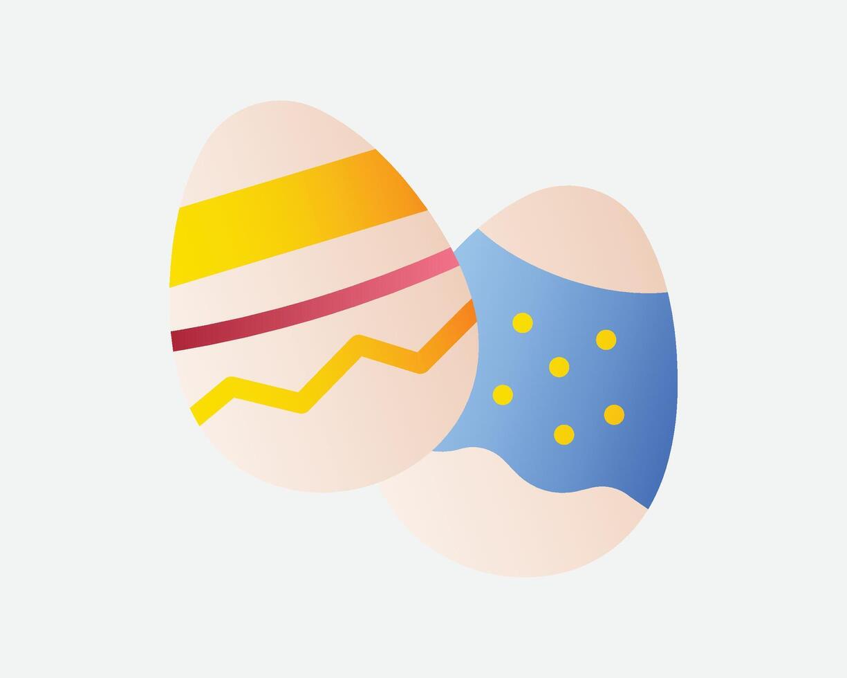 Two colorful decorated Easter eggs with unique patterns vector