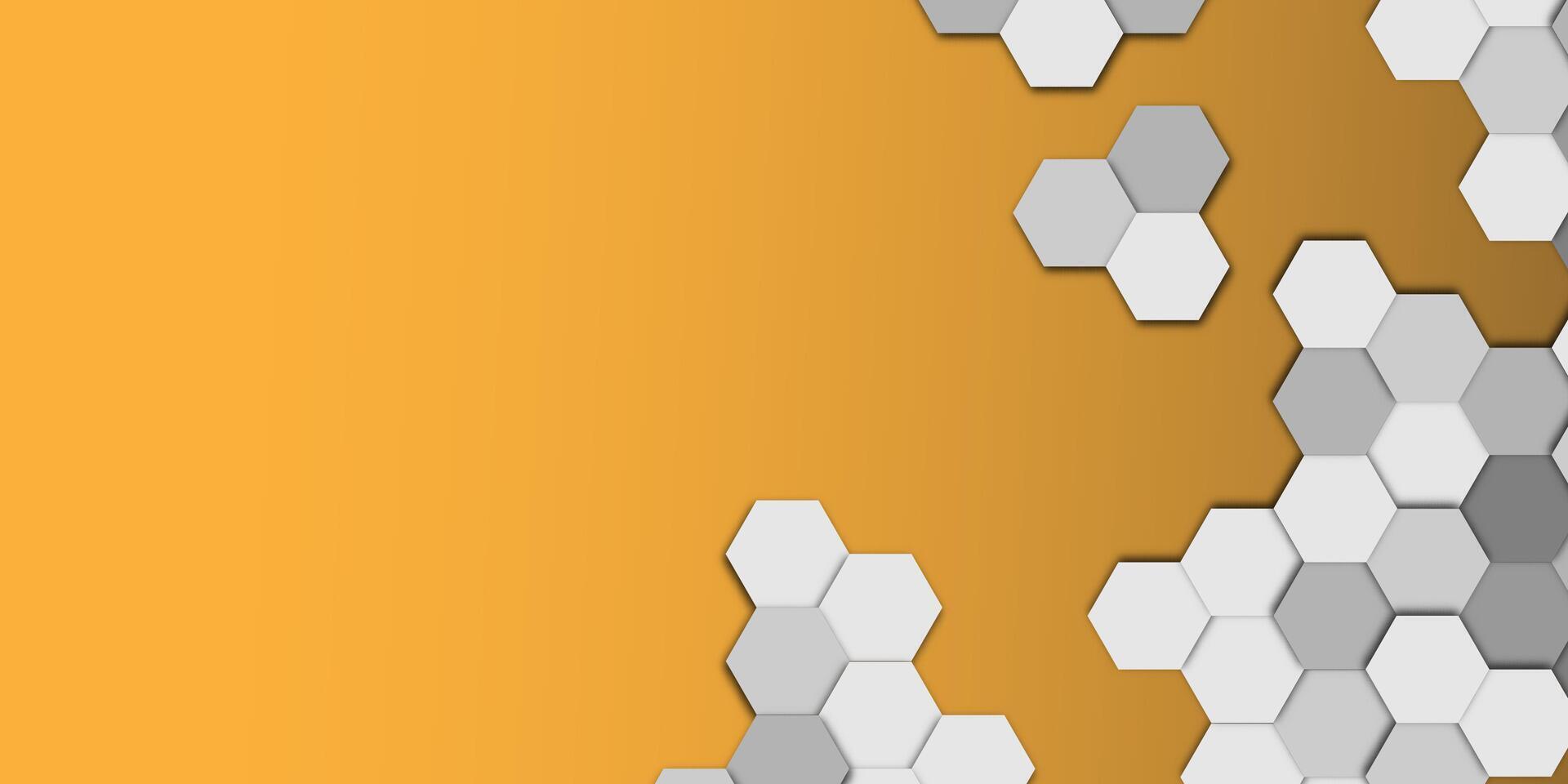 Orange abstract hexagon background modern technology. illustration. Can be used for presentations, web design, with copy space for your text eps 10 vector