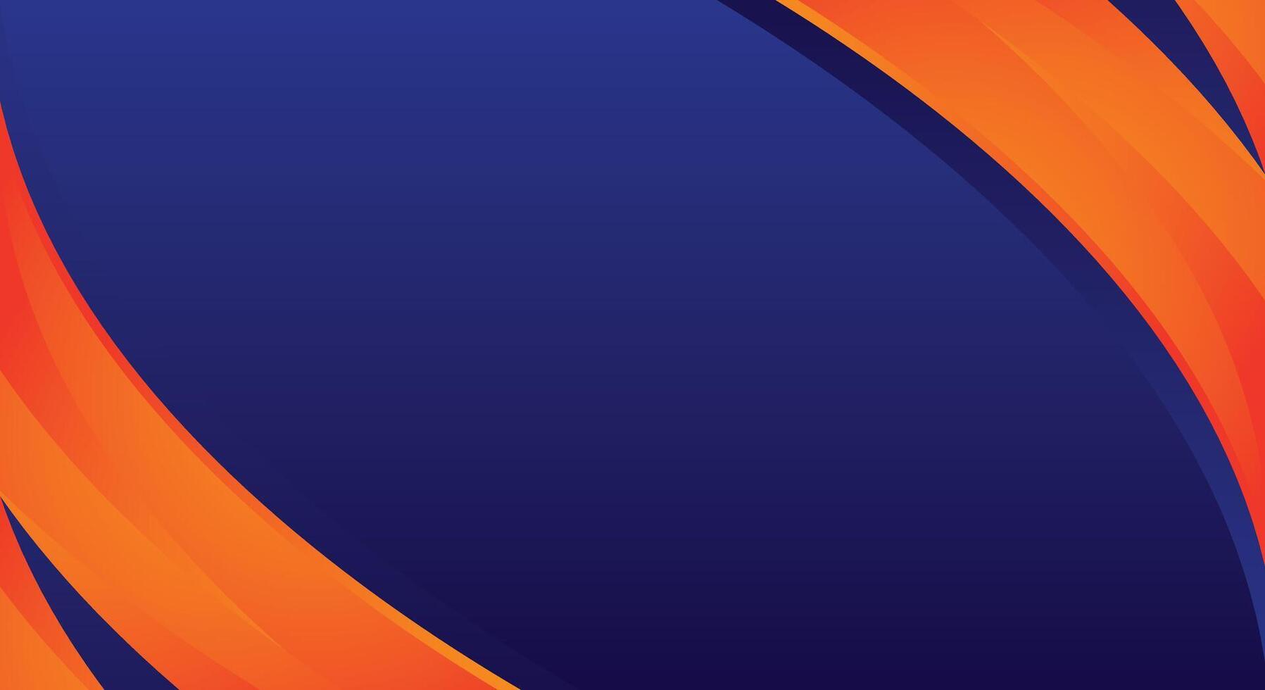 Orange gradient abstract curve corner border on dark blue background vector