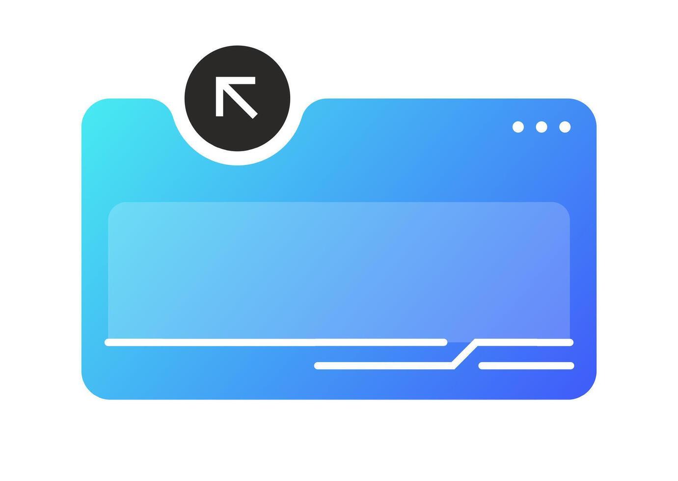 Gradient Popup UI Window Element with Arrow Icon for Interface Design. Blue Gradient Color Scheme with Minimal Rounded Corners and Futuristic Details. vector
