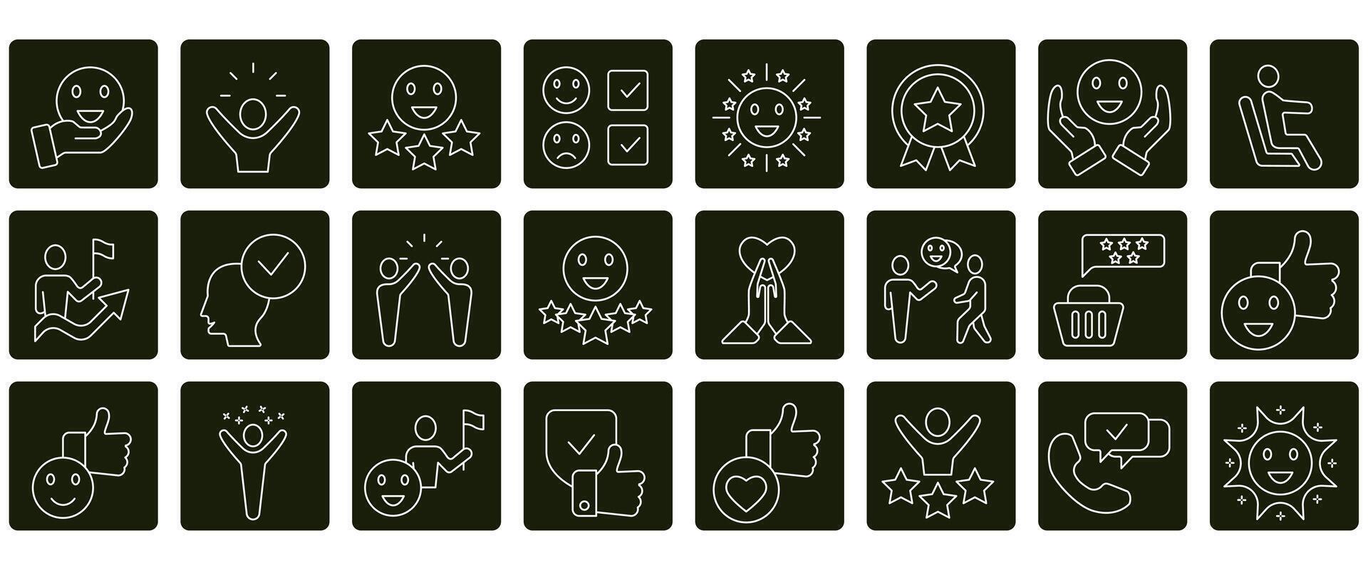 Satisfaction icons set. Set of editable stroke icons.Set of Satisfaction vector