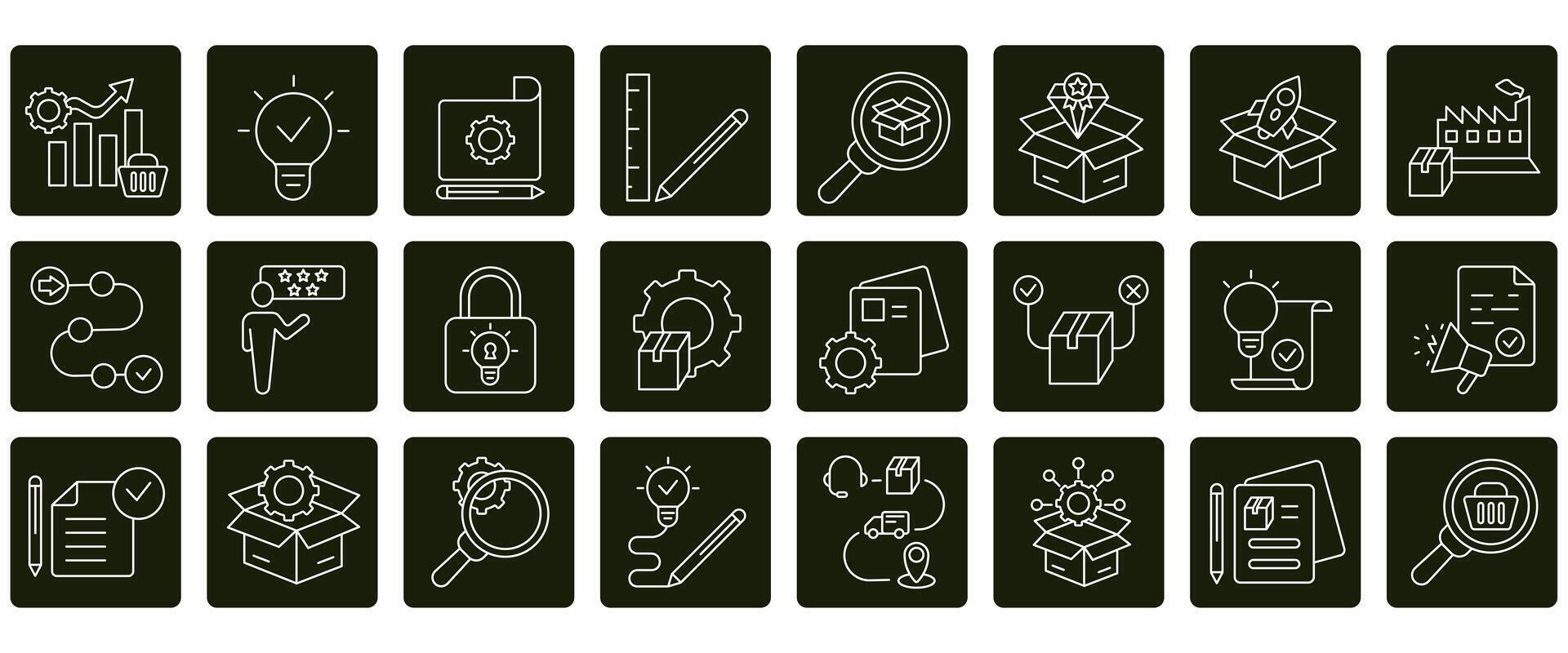 Product development icons set. Set of editable stroke icons.Set of Product development vector