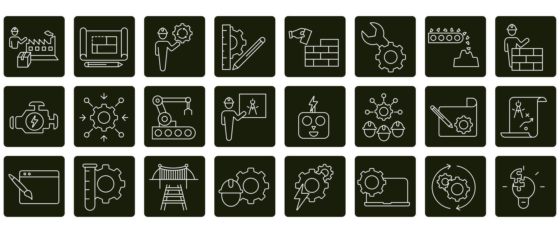 Engineering icons set. Set of editable stroke icons.Set of Engineering vector