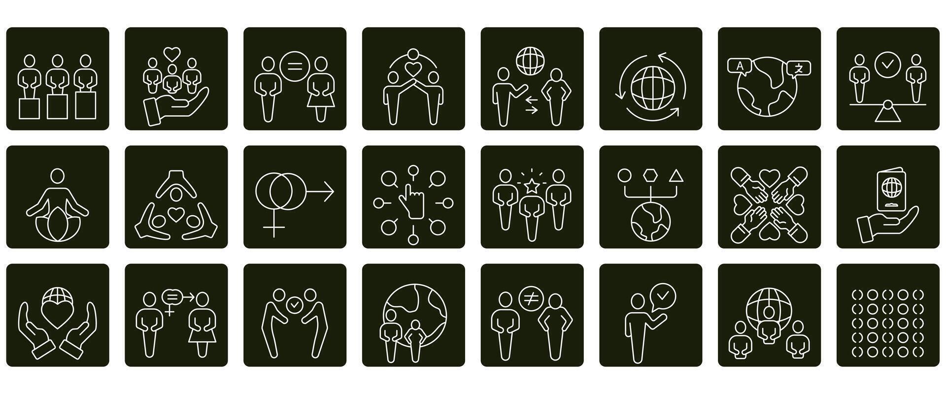 Diversity icons set. Set of editable stroke icons.Set of Diversity vector