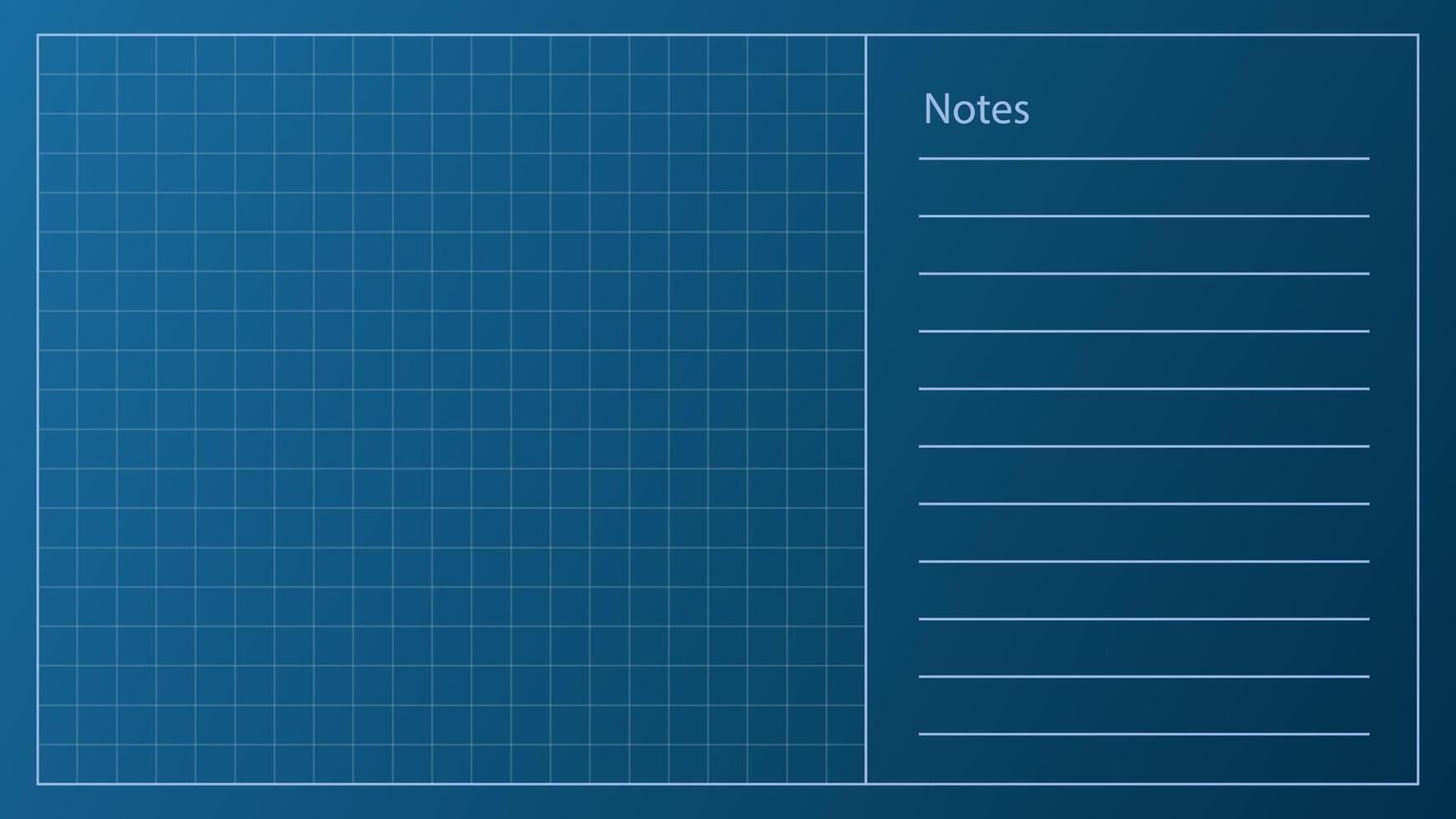 Blueprint background with graph grid and note section on blue paper. This blueprint bg is made for architecture layouts, technical charts, and project notes. vector