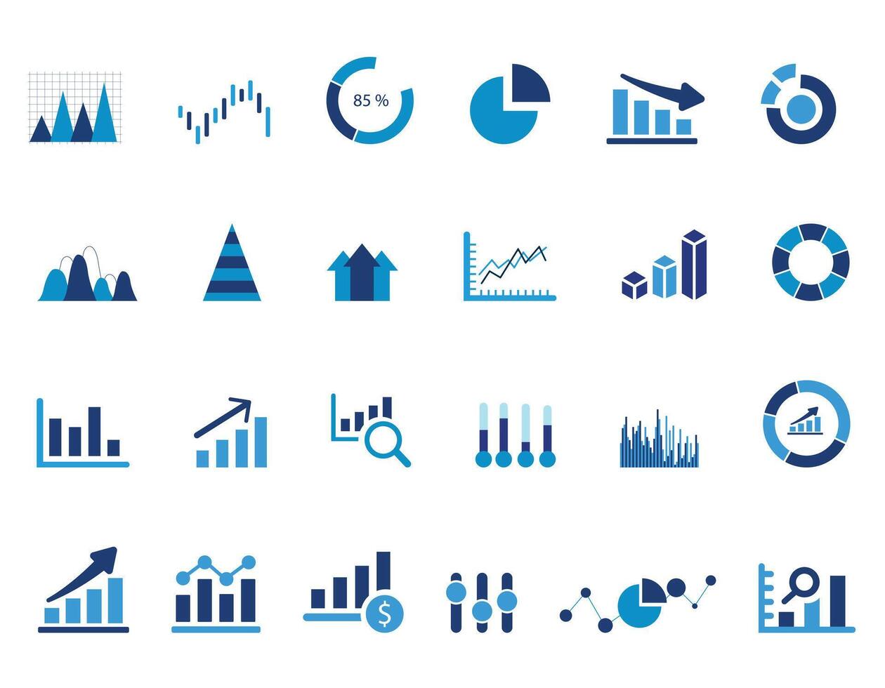 Graph and Chart icon set vector