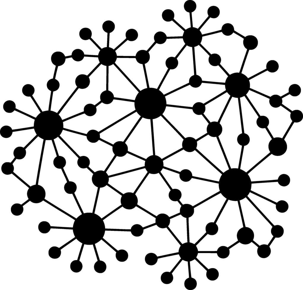 Black interconnected nodes and lines forming a complex network pattern connection abstract vector
