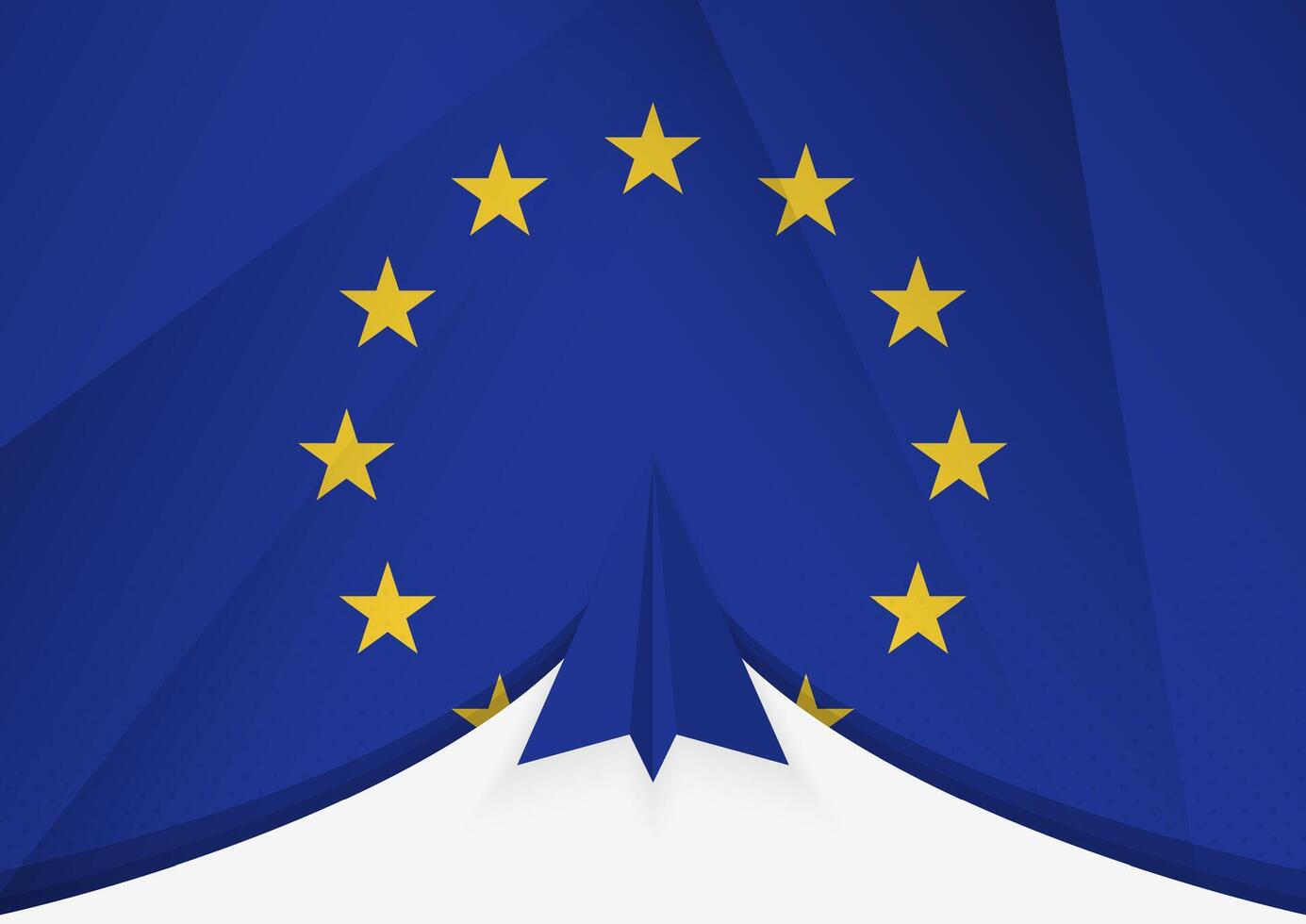 European Union Flag with Abstract Paper Airplane Design, National Flag in a geometric folded paper style. vector