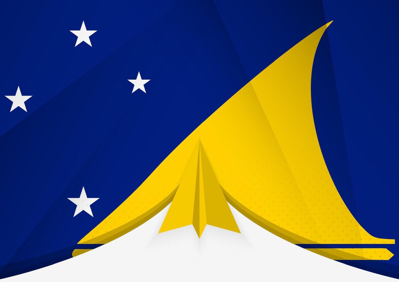 Tokelau Flag with Abstract Paper Airplane Design, National Flag in a geometric folded paper style. vector