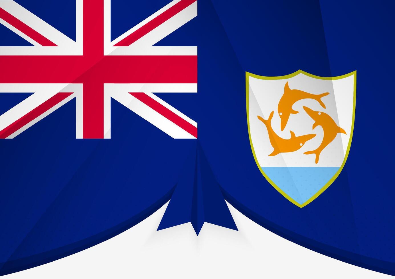 Anguilla Flag with Abstract Paper Airplane Design, National Flag in a geometric folded paper style. vector