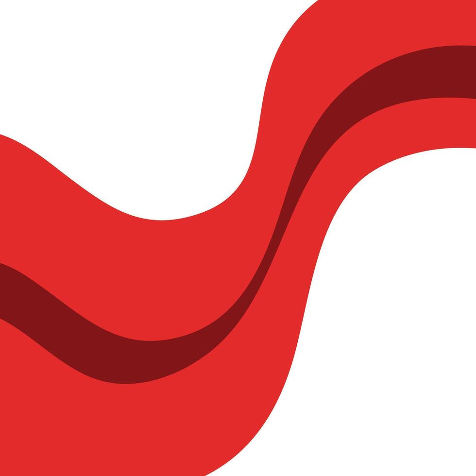 Red abstract wave design with dark red curved stripe illustration for graphic projects and backgrounds vector