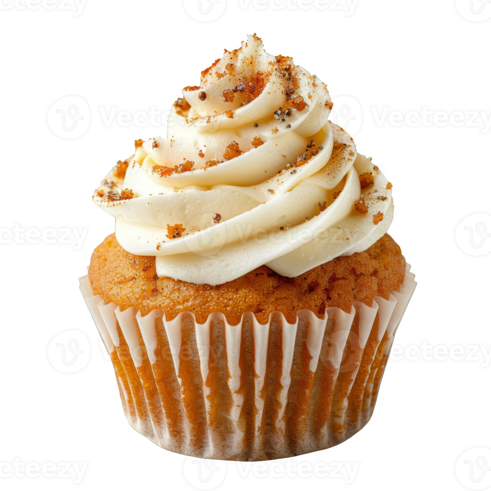 aislado vainilla magdalena con arremolinado Crema y marrón asperja en transparente png