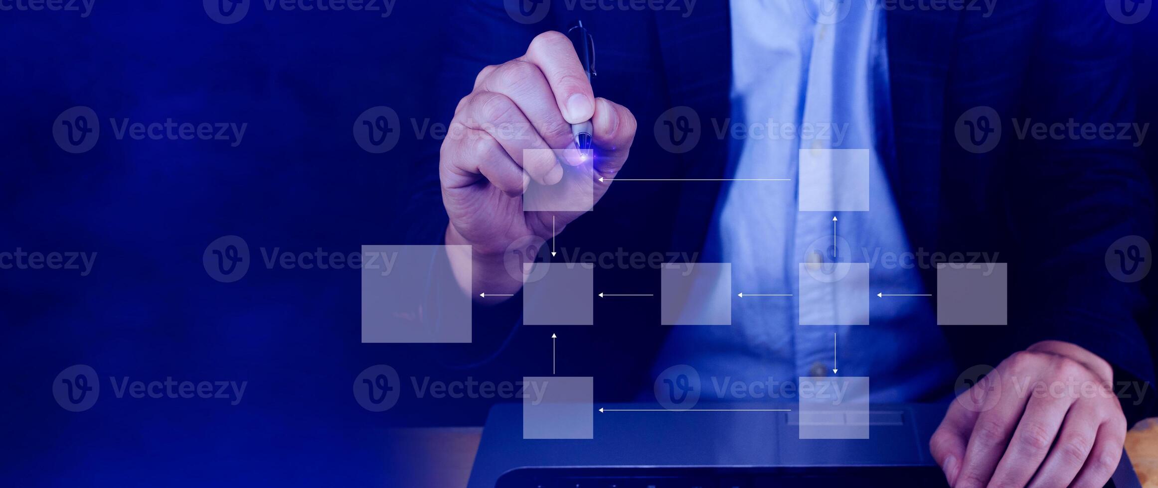 Business process and data management organigram, Design workflow automation with flowcharts, model work structure digital, mindmap or organigram, hierarchy scheme. photo