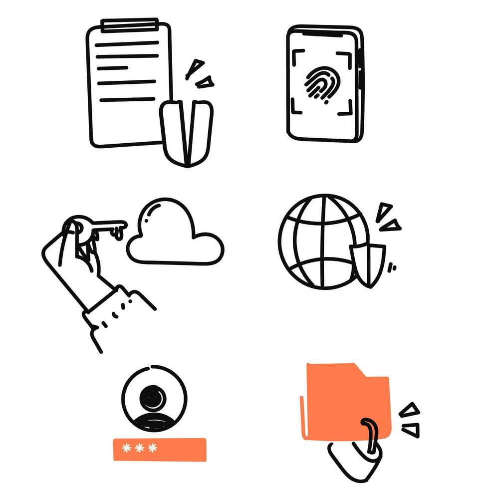 a set of icons depicting various things data folder security vector