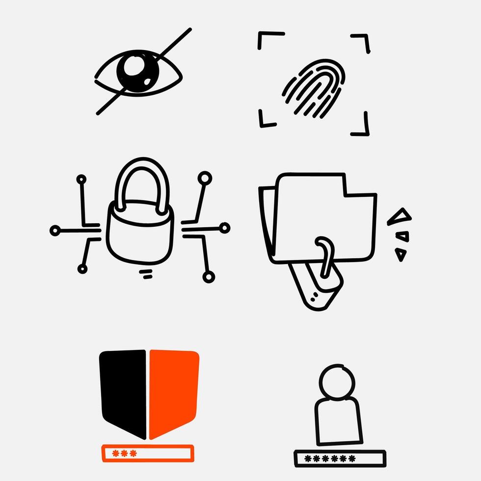 a set of icons depicting various security devices vector