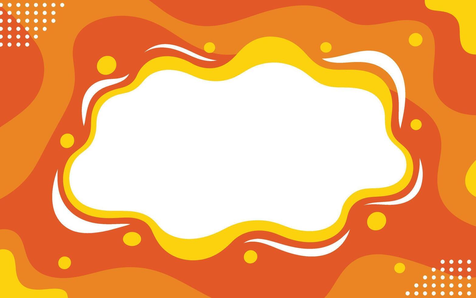 Abstract orange background with fluid shapes and frame for text vector