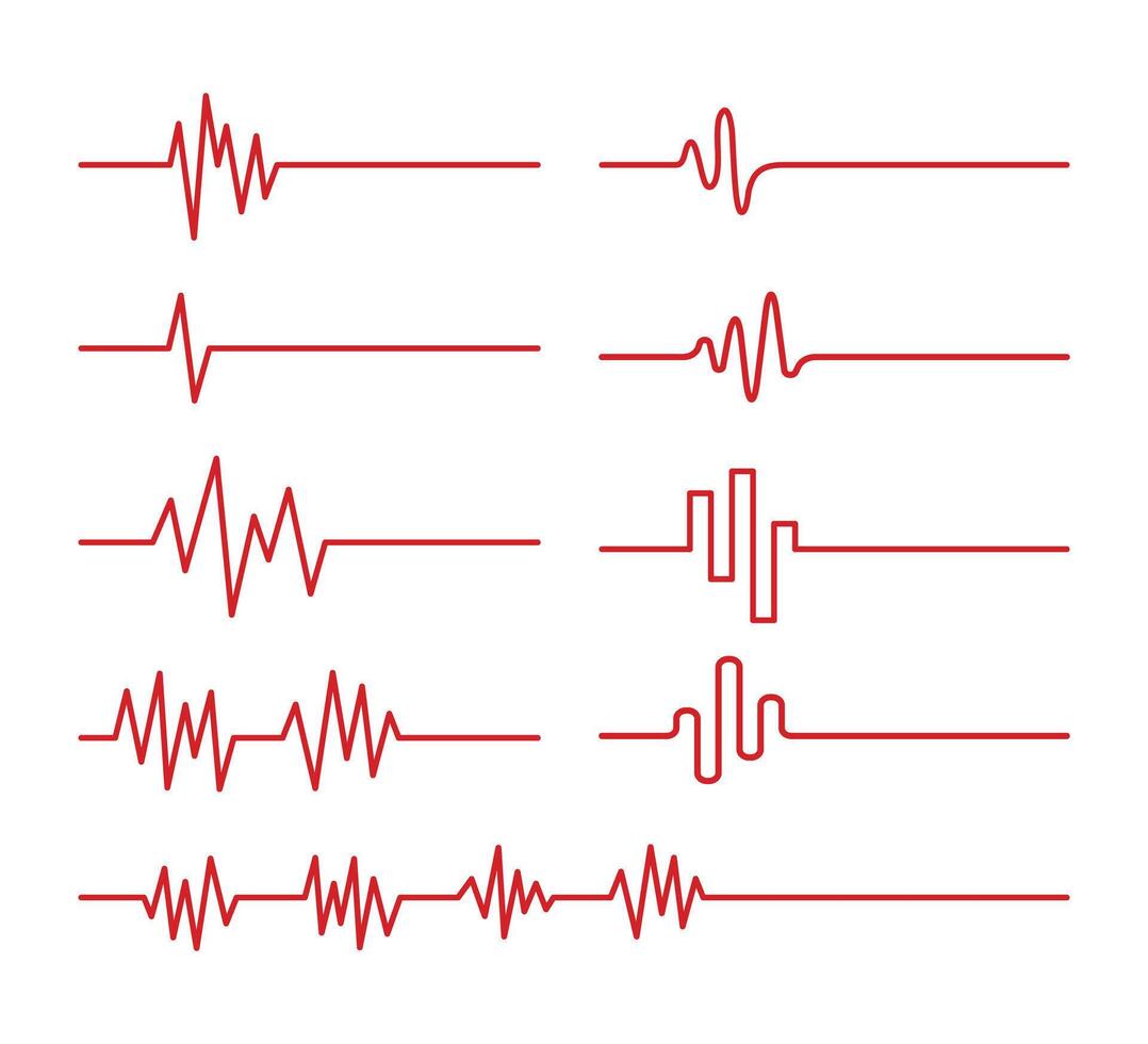 Set of dead heartbeat collection, End of the life, dead line heartbeat, continuous lines heart death drawing. Wave pulse. Art stop pattern, Cardio graph symbol, beat dead on white background. vector