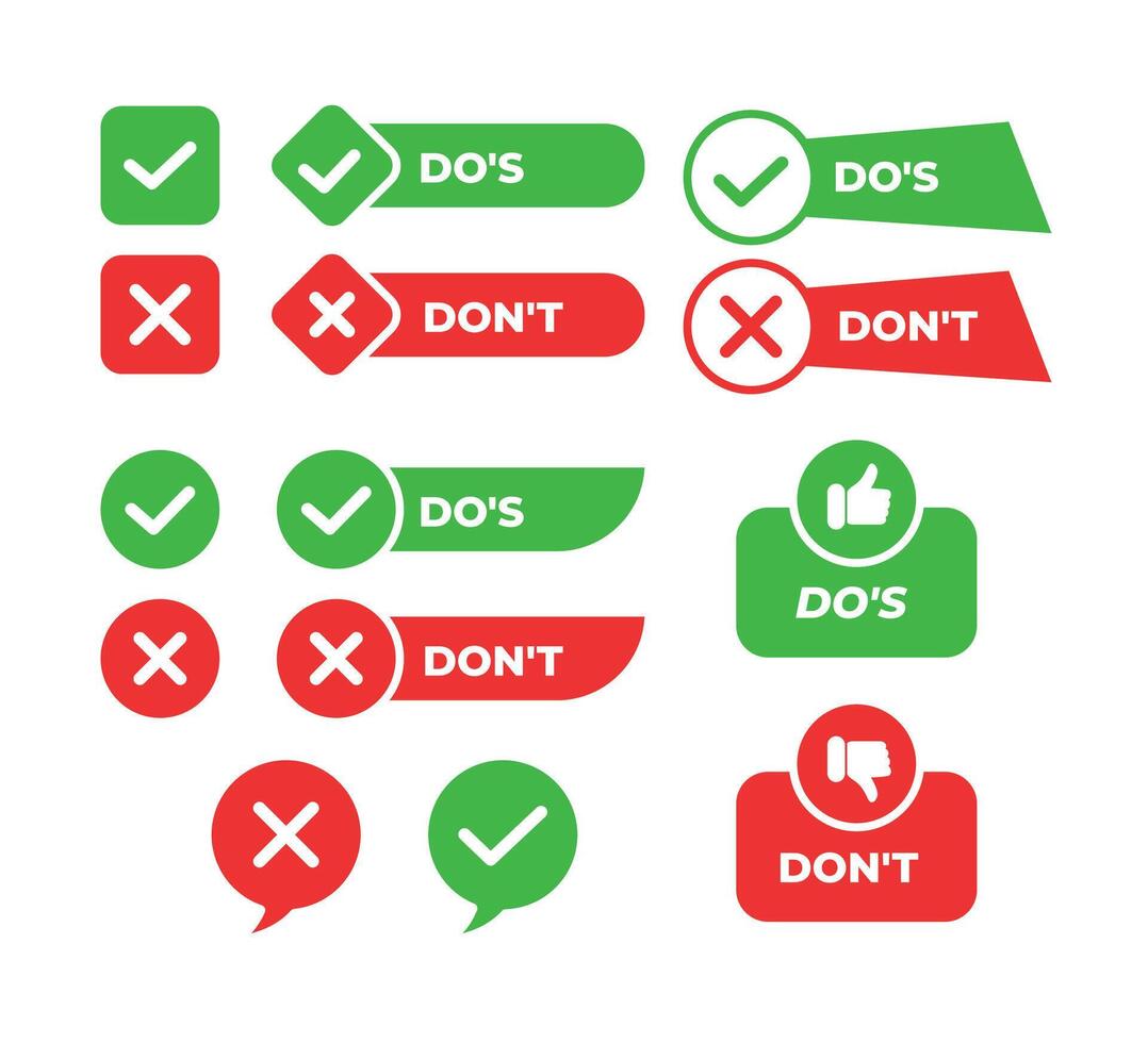 Icons for do's and don'ts vector