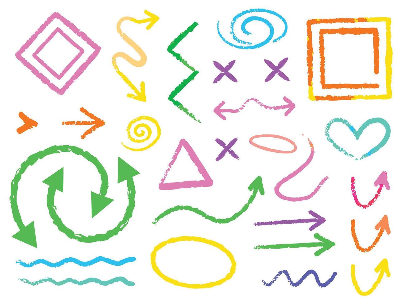 Colorful set of arrows and geometric shapes for web and business design icons vector