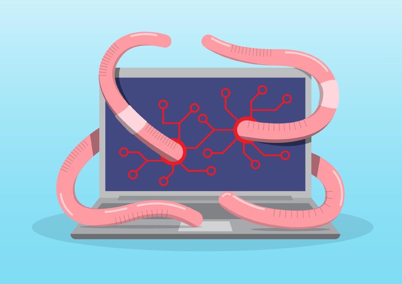 Worms on a computer screen vector