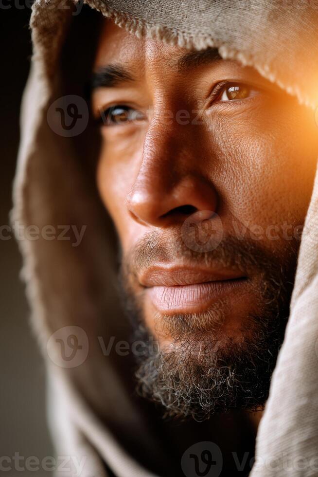 Determined expression conveying strength and resilience inspired by Prophet Yusufs trials photo