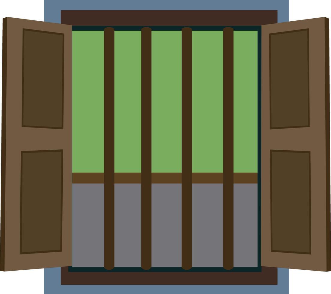 Open window with green and gray background vector