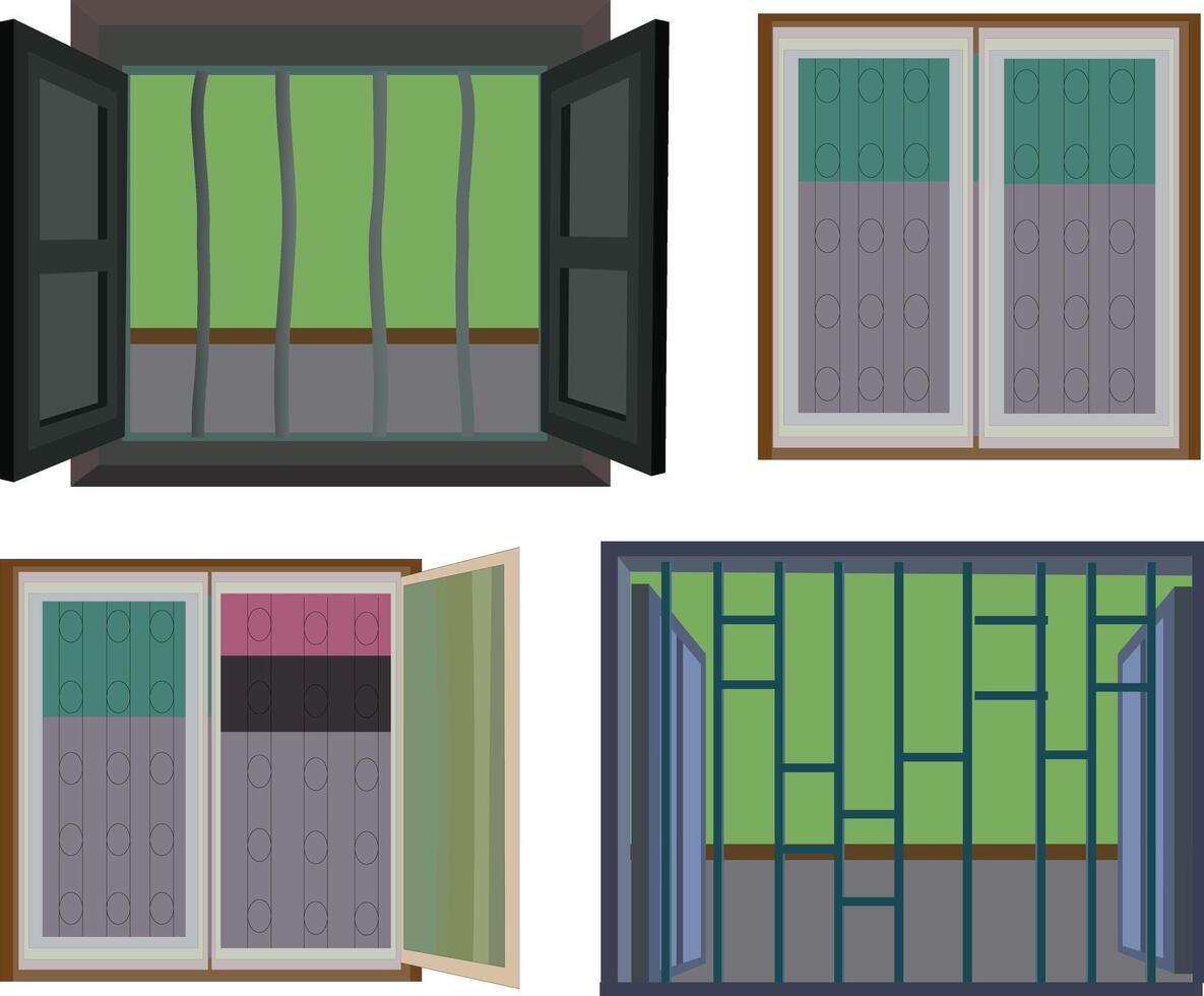 Window set for interior or architecture projects vector
