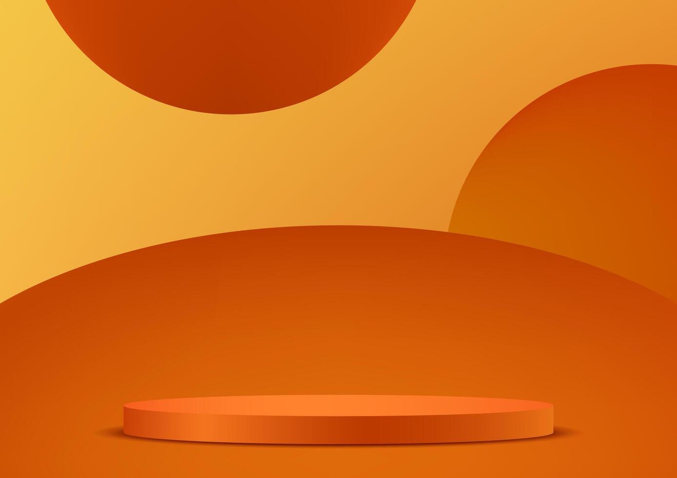 Orange and yellow background 3d with podium Space for selling products on the website. Abstract wallpaper design with copy space to display your products. illustration. vector