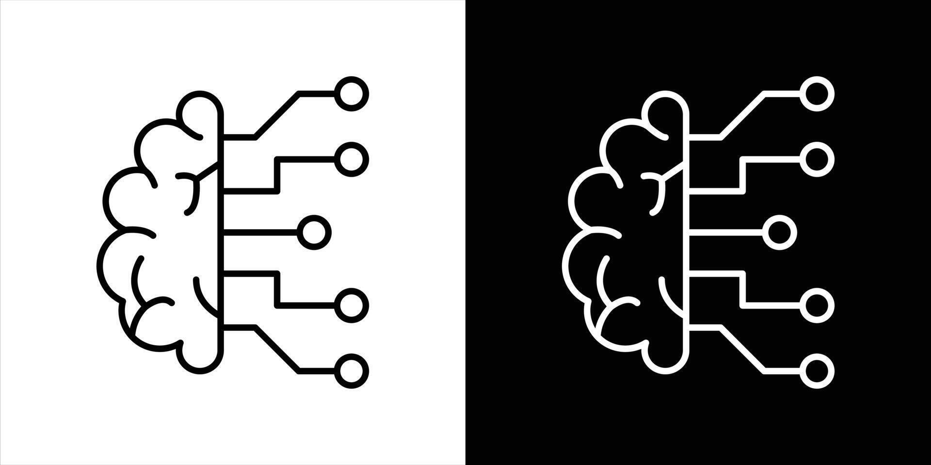 cerebro integrado circuito icono colocar. conteniendo encarnando ai, neural red, esencia de inteligente informática, profundo aprendizaje Delgado línea estilo icono vector