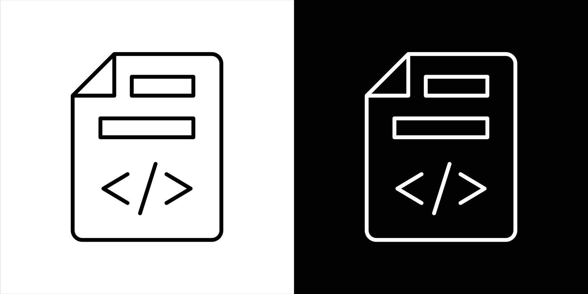 programming document icon set. contain representation of coding files and development documentation for digital project icon, thin line style symbol sign vector