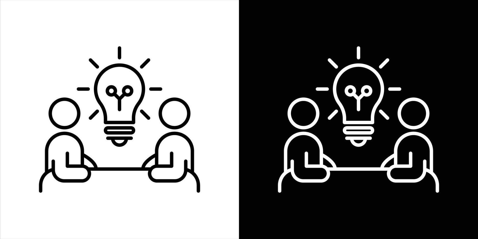 collaborative symbolizing brainstorming icon. containing innovation, problem solving in creative teamwork thin line icon symbol sign vector